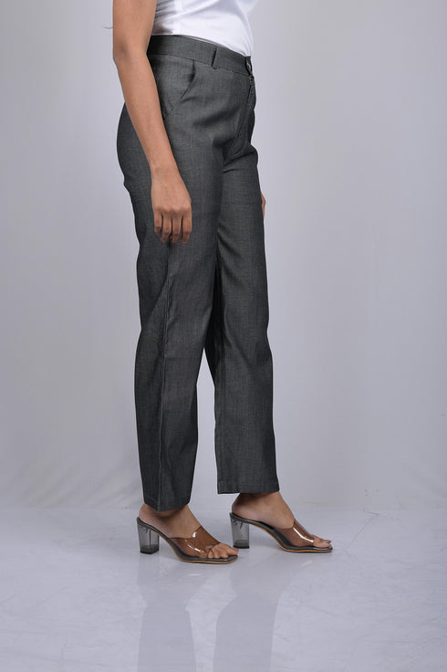 women pant for women western wear party wear Stylish Dark Grey Cotton Denim Silk Pant (OTL-PNT-1004)